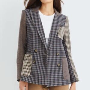Veronica Beard Faustine Houndstooth Dickey Jacket Patchwork